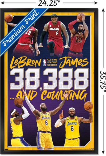 Miniatura 3 de Trends International NBA League - Póster de pared de LeBron James All-Time Scoring Leader, 34 pulgadas de largo x 22.4 pulgadas de ancho, versión