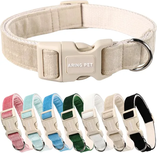 Aring Pet Collar de algodón, ligero y ajustable, con hebilla de liberación rápida para perros pequeños, medianos y grandes Y: caqui