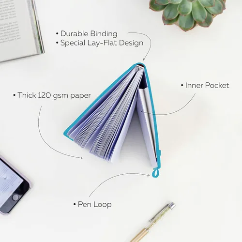 Miniatura 5 de Clever Fox Cuaderno con puntos, diario con páginas numeradas A5 5 x 8.25 pulgadas Azul-cielo