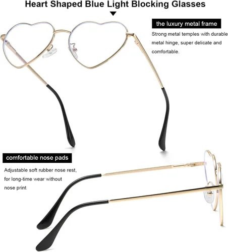 Miniatura 4 de Gleyemor Gafas de luz azul en forma de corazón para mujer, bonitas gafas de computadora