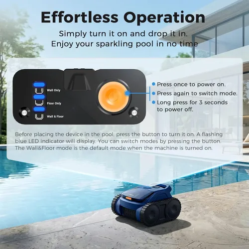 Miniatura 3 de Limpiador robótico inalámbrico para piscinas, aspiradora robótica automática para piscinas enterradas, limpieza de robot de piscina de spa de hasta