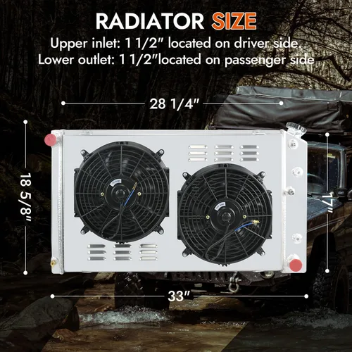 Miniatura 2 de Primecooling - Radiador de aluminio de 3 filas + ventilador (12 pulgadas de diámetro) con cubierta para muchos autos GM/Chevrolet GMC C/K Series