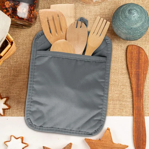 Miniatura 3 de R HORSE Juego de 6 soportes para ollas con bolsillo de algodón gris para cocina, resistente al calor, posavasos de tela de rizo para cocina