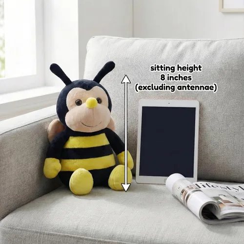 Miniatura 6 de Peluche Nana la abeja con cara sonriente y alas amarillas, abejorro, juguete suave en forma de animal para niños de 12 pulgadas de la cabeza a