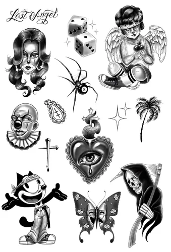 Tatsy Juego de chicano, calcomanía temporal de tatuaje para hombres y mujeres, tatuajes falsos de temperatura corporal, chicana, vato, latín,