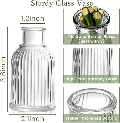 Miniatura 3 de DomeStar 16 jarrones pequeños de 3.8 pulgadas para flores, jarrón de flores de vidrio a granel para centros de mesa, adecuado para decoración