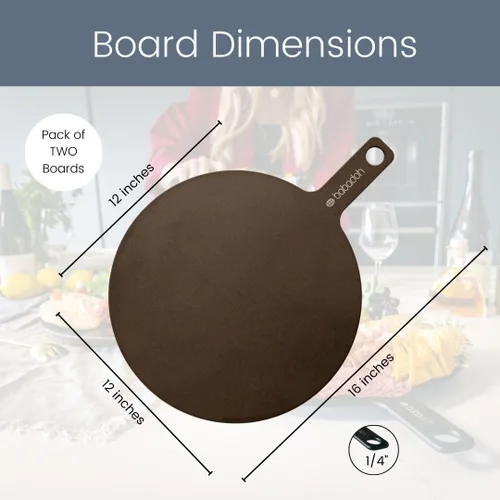 Miniatura 2 de Babadoh Tablas redondas de fibra de madera para servir pizza Juego de dos tablas de 12 pulgadas Bandeja de embutidos Tabla de queso Plato