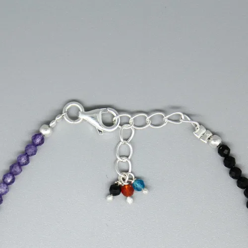 Miniatura 2 de Pulsera ajustable de plata esterlina 925 con cuentas completas para mujer, cuentas de piedras preciosas naturales, pulsera delicada, regalo