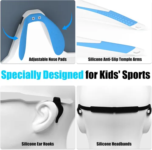 Miniatura 5 de X-TIGER Gafas de sol polarizadas para niños y niñas, lentes de sol de béisbol polarizadas para niños de 8 a 14 años, UV400, gafas de ciclismo