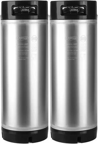 TMCRAFT Barril de acero inoxidable con cerradura de bola de 5 galones, con mango de goma doble para cerveza casera, paquete de 2