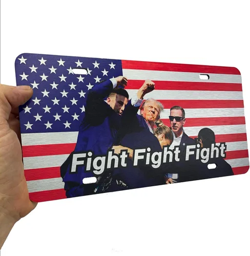 Miniatura 39 de JASS GRAPHIX Placa de matrícula personalizada con la bandera estadounidense de línea amarilla, homenaje personalizado a despachadores y operadores