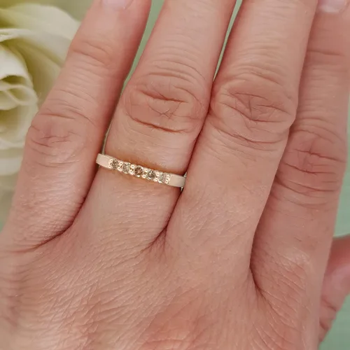 Miniatura 11 de Dazzlingrock Collection Anillo de boda redondo de 5 piedras preciosas o diamantes para mujer en oro macizo de 10 K/14 K/18 K