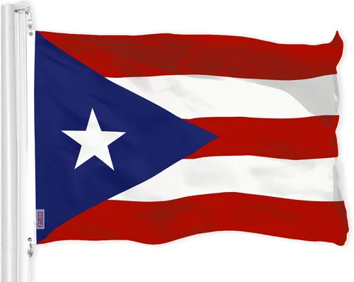 G128 Bandera de Puerto Rico | 3 x 5 pies | Serie LiteWeave Pro impresa en poliéster 150D | Interior/exterior, colores vibrantes, ojales de latón,