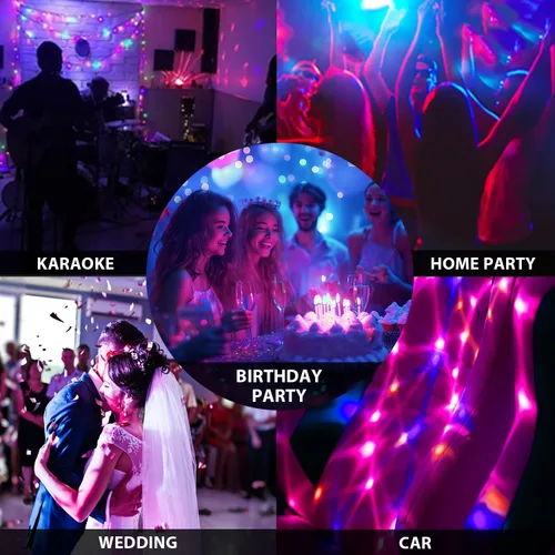 Miniatura 8 de Luces de fiesta de bola de discoteca para DJ, activadas por sonido, con control remoto, lámpara estroboscópica, 7 modos, luz de escenario