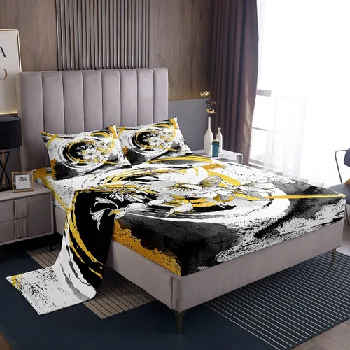 Miniatura 8 de Manfei Juego de sábanas abstractas tamaño individual, moderno juego de ropa de cama geométrica para decoración de habitación de niños y niñas, juego