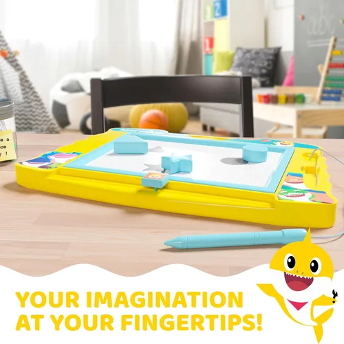 Miniatura 8 de Lollipop Baby Shark - Pizarra de dibujo magnética con lápiz capacitivo y 3 sellos, para niños o niñas (azul).