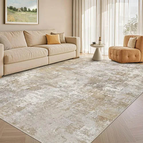 Miniatura 33 de Tortania Alfombra redonda lavable de 5 pies para sala de estar: Alfombra moderna abstracta neutra grande suave y delgada – Alfombra antideslizante