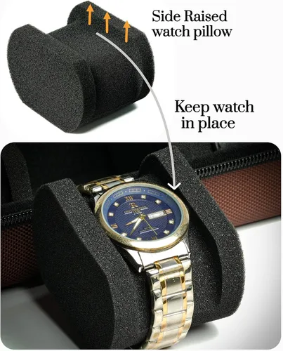 Miniatura 4 de Estuche de viaje duro con 2 ranuras, caja de almacenamiento y caja organizadora para hombres y mujeres con almohada de reloj antimovimiento
