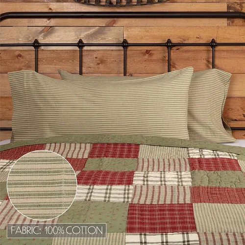 Miniatura 3 de Juego de 2 fundas de almohada de algodón a rayas color caqui y marrón