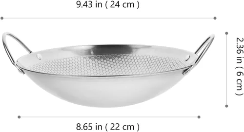 Miniatura 6 de Yardwe Wok Sartén de acero inoxidable Stir Fry Sartenes de 8 pulgadas Olla caliente de hierro Sartén de hierro de doble mango Olla de cocina china