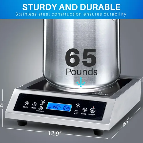 Miniatura 11 de Duxtop Quemador de inducción portátil profesional, quemador de encimera de gama comercial, quemador de inducción de 1800 vatios con sensor táctil