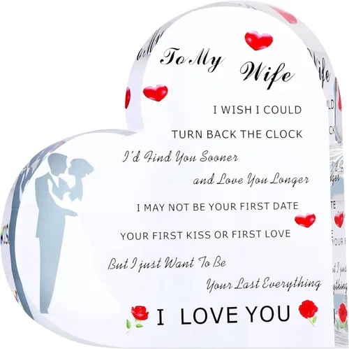 Miniatura 14 de Placa de corazón de acrílico, citas inspiradoras, regalo romántico para novia, novio, amante, regalo para boda, cumpleaños, aniversario, decoración