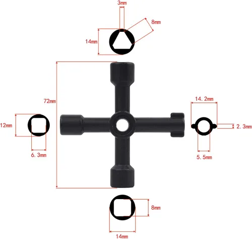 Miniatura 6 de YOUMI Herramientas marinas multifuncionales Llave de control universal Gabinete Llave dinamométrica Llave cruzada Llave de puerta de tren (negro)