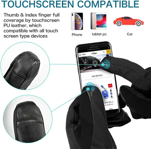 Miniatura 5 de Guantes de esquí Unigear impermeables para pantalla táctil, guantes de snowboard, para clima frío, para hombres y mujeres.