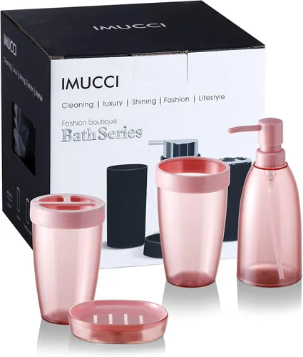 Miniatura 6 de iMucci Juego de accesorios de baño de 5 piezas, juego de baño de mar, soporte para cepillos de dientes, taza para cepillos de dientes, dispensador
