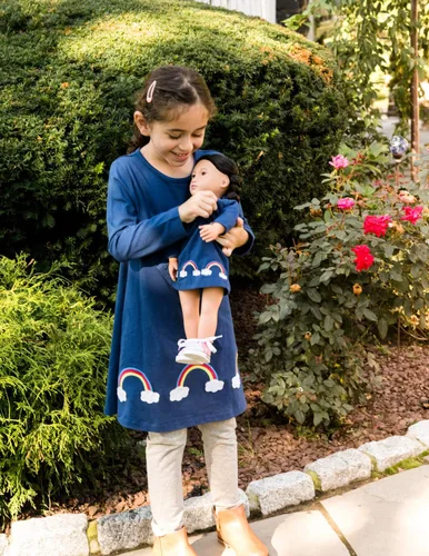 Miniatura 41 de Leveret - Conjunto de vestidos a juego para niña y para muñeca, 100% algodón, gran variedad de estilos, (tallas de 2 a 14 años)