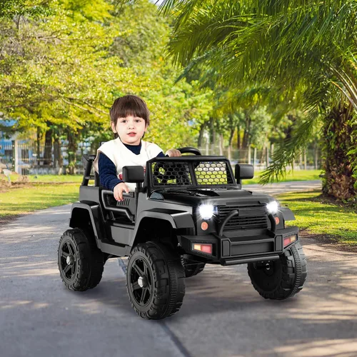 Miniatura 9 de Costzon Vehículo de camión con batería de 12 V con control remoto, suspensión de resorte, faros, música, bocina, MP3, puerto USB y auxiliar, regalo