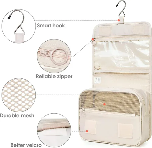 Miniatura 5 de Narwey Pequeña bolsa de aseo de viaje colgante para mujer, bolsa de viaje para artículos de tocador, bolsa organizadora de maquillaje, bolsas