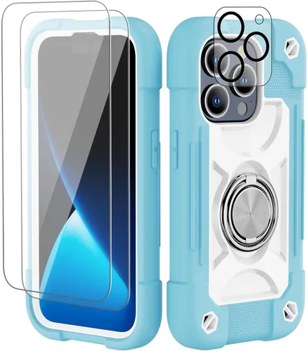 Miniatura 56 de Funda para iPhone 11 de 6.1 pulgadas con soporte de anillo, con 2 protectores de pantalla de vidrio, resistente a los golpes, resistente a