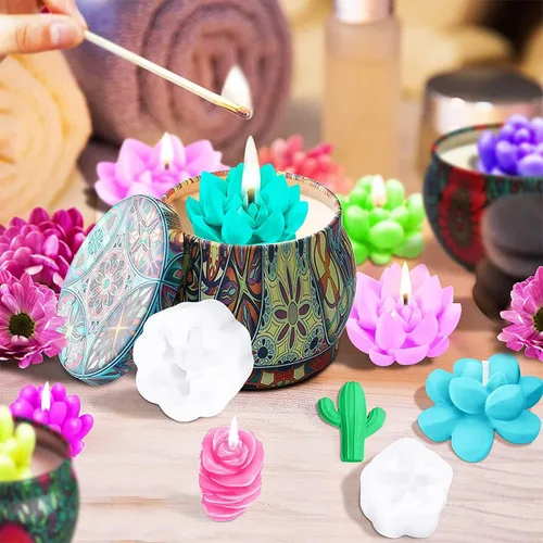 Miniatura 5 de 9 moldes de silicona para suculentas, moldes de resina de flores de cactus 3D, moldes de arcilla de cactus, molde de pastel de flores, moldes
