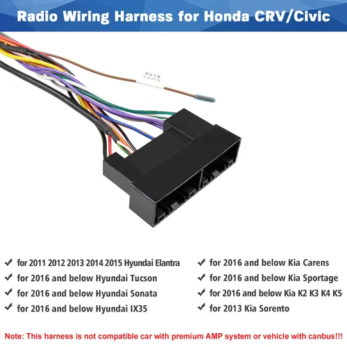 Miniatura 6 de Arnés de cableado de radio de coche Android de reemplazo para Hyundai Elantra Kia, adaptador de cable de estéreo ISO de 16 pines