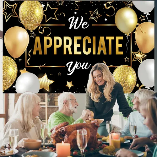 Miniatura 2 de Cartel de fondo con texto en inglés "We Appreciate You", decoraciones de agradecimiento a los empleados, pancarta de agradecimiento para veteranos