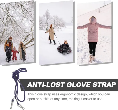 Miniatura 7 de EXCEART Clips para guantes con correa elástica ajustable, clips para guantes de invierno para gorros, clips de nailon para colgar el cuello, cuerda