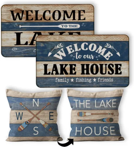 Miniatura 5 de Welcome to The Lake - Felpudo decorativo para interiores y exteriores, 17 x 30 pulgadas, para entrada de sala de casa del lago, regalos para amantes