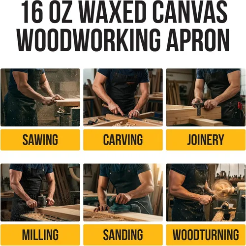 Miniatura 7 de ecoZen - Delantal de trabajo de lona encerada de 16 onzas con bolsillos, impermeable, totalmente ajustable para adaptarse cómodamente a hombres