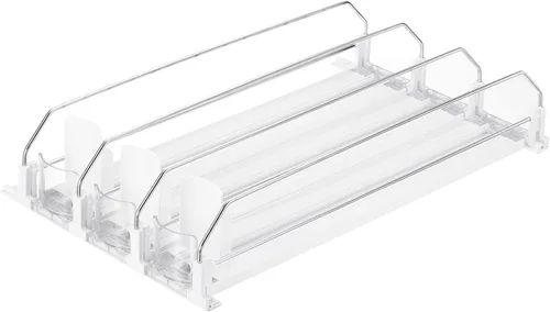 Miniatura 7 de uxcell Organizador de bebidas para refrigerador, organizador de latas de soda autoempujable, ancho ajustable, dispensador de bebidas, empujador