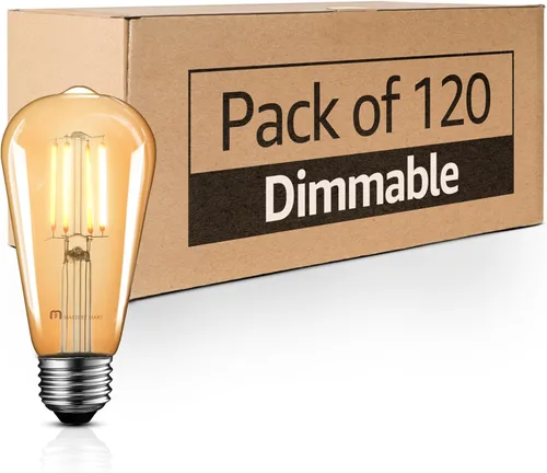 Miniatura 13 de MASTERY MART Paquete de 6 bombillas Edison vintage, bombilla LED E26 de 5.5 W equivalente a 60 W, regulable, blanco suave de 2700 K, ST19 antiguo