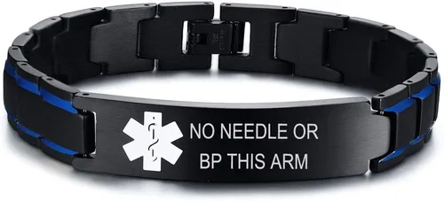 Miniatura 21 de VNOX Pulsera ajustable de acero inoxidable cepillado de 2 tonos con grabado personalizado gratis, identificación de alerta médica, unisex