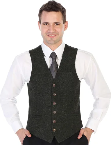 Miniatura 132 de Gioberti Chaleco de tweed formal de 6 botones para hombres