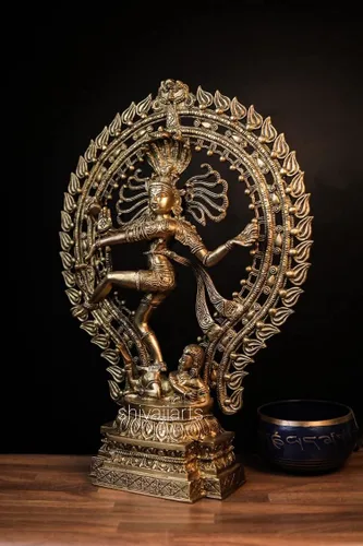 Miniatura 2 de SHIVAJIARTS Dancing Shiva Nataraja Estatua grande, estatua de Shiva Natraj bailarín, escultura de latón de 22.0 in, escultura de señor Shiva