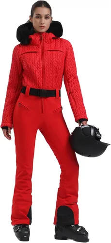 Miniatura 44 de GSOU SNOW Traje de esquí para mujer, traje de nieve delgado de una pieza, chaqueta de nieve, impermeable, resistente al viento, deportes al aire