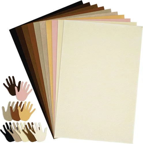 Whaline 20 hojas de tela de fieltro en tono de piel, tono de piel, suave, grueso, surtido marrón crema, paquete de fieltro para manualidades,