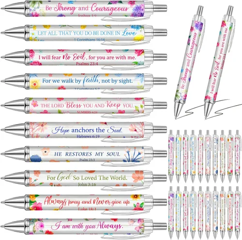 Miniatura 10 de Qeeenar 50 bolígrafos con versículo bíblico, regalo cristiano, citas inspiradoras, bolígrafos de tinta retráctiles divertidos para mujeres, hombres