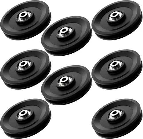 Miniatura 10 de Rueda de polea de cable de 115mm/4.5", accesorio universal de polea de rodamiento de nailon para gimnasio, sistema de polea de peso de reemplazo
