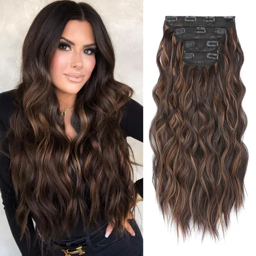 Miniatura 23 de REECHO Extensiones de cabello, 4 extensiones de cabello con clip, HE001, extensiones de cabello sintético suave natural para mujer, rubio claro