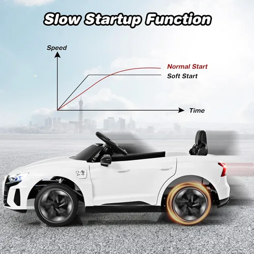 Miniatura 8 de OLAKIDS Audi RS e-tron GT - Vehículo eléctrico con licencia de 12 V con control remoto, funciona con pilas, juguete para niños pequeños con Blanco